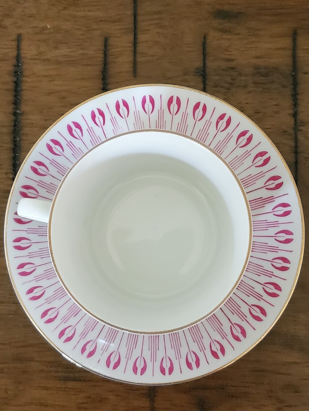 Upsala-Ekeby Karlskrona Pink & Gold Porcelain Teacup Cup MCM Vintage Sweden - Picture 11 of 14